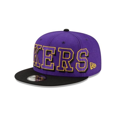 Purple Los Angeles Lakers Hat - New Era NBA Block Font 9FIFTY Snapback Caps USA4509786